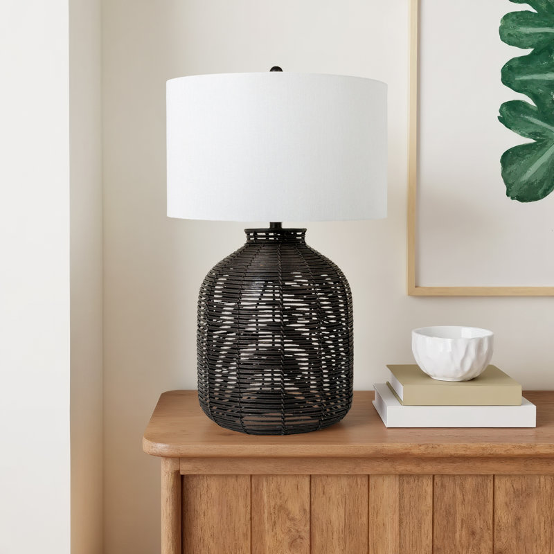 Zeppelin Alma Rattan Table Lamp, Black