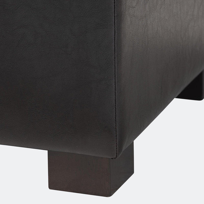 Repose-pieds rectangulaire capitonné avec rangement Mesina, Simili cuir brun foncé