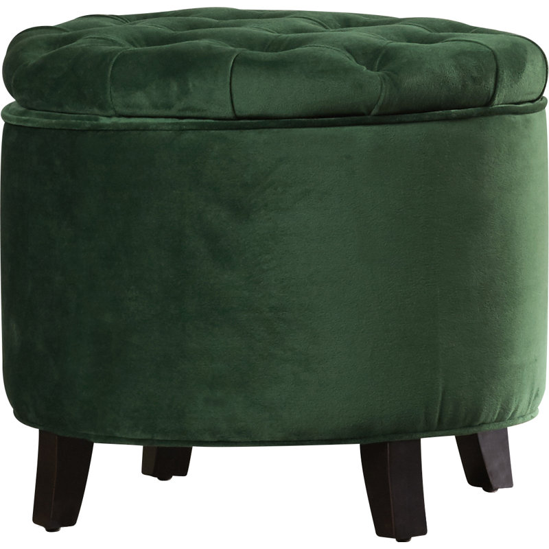 Hemi Velvet Ottoman, Emerald Velvet