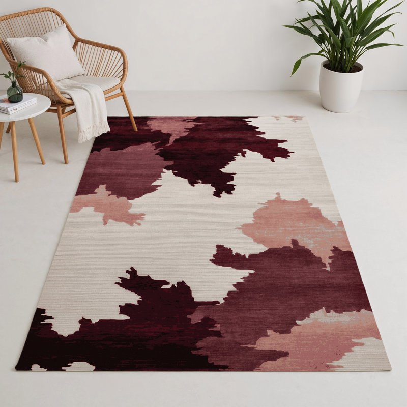 Watercolor Red Indoor and Outdoor Area Rug, Rectangle 5' x 7'