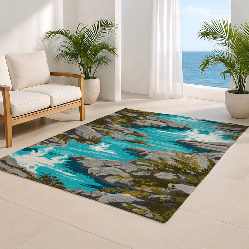 Tapis intérieur et extérieur gris Nature, Rectangulaire 3 pi x 5 pi