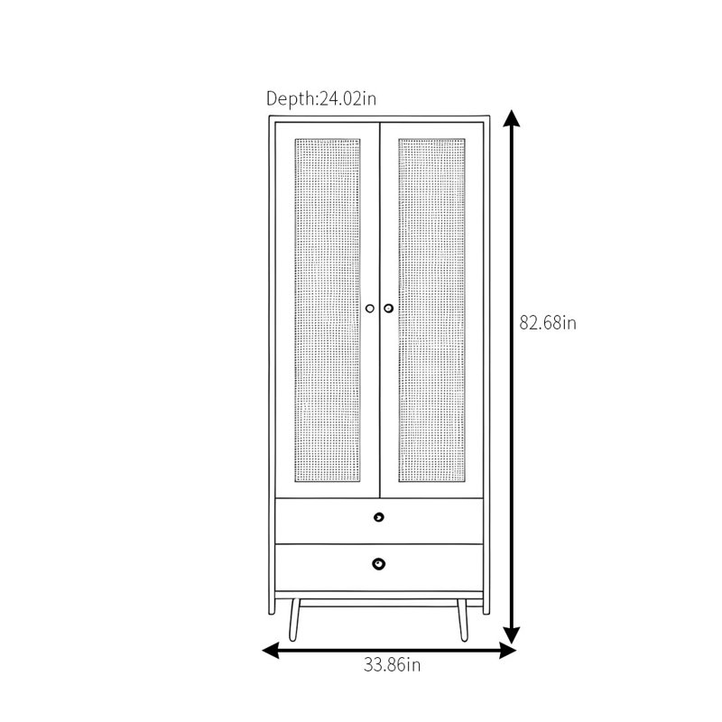 Retro Simple Rattan Wardrobe