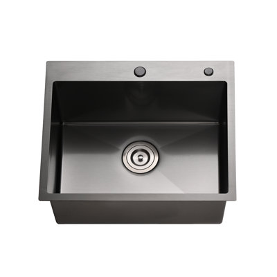 Évier de cuisine à simple cuve en acier inoxydable 23 po x l 23 po