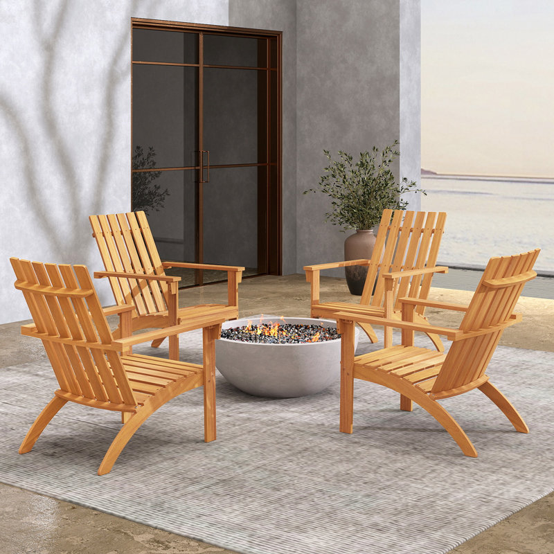 Parkerville Acacia Outdoor Adirondack Chair, Natural