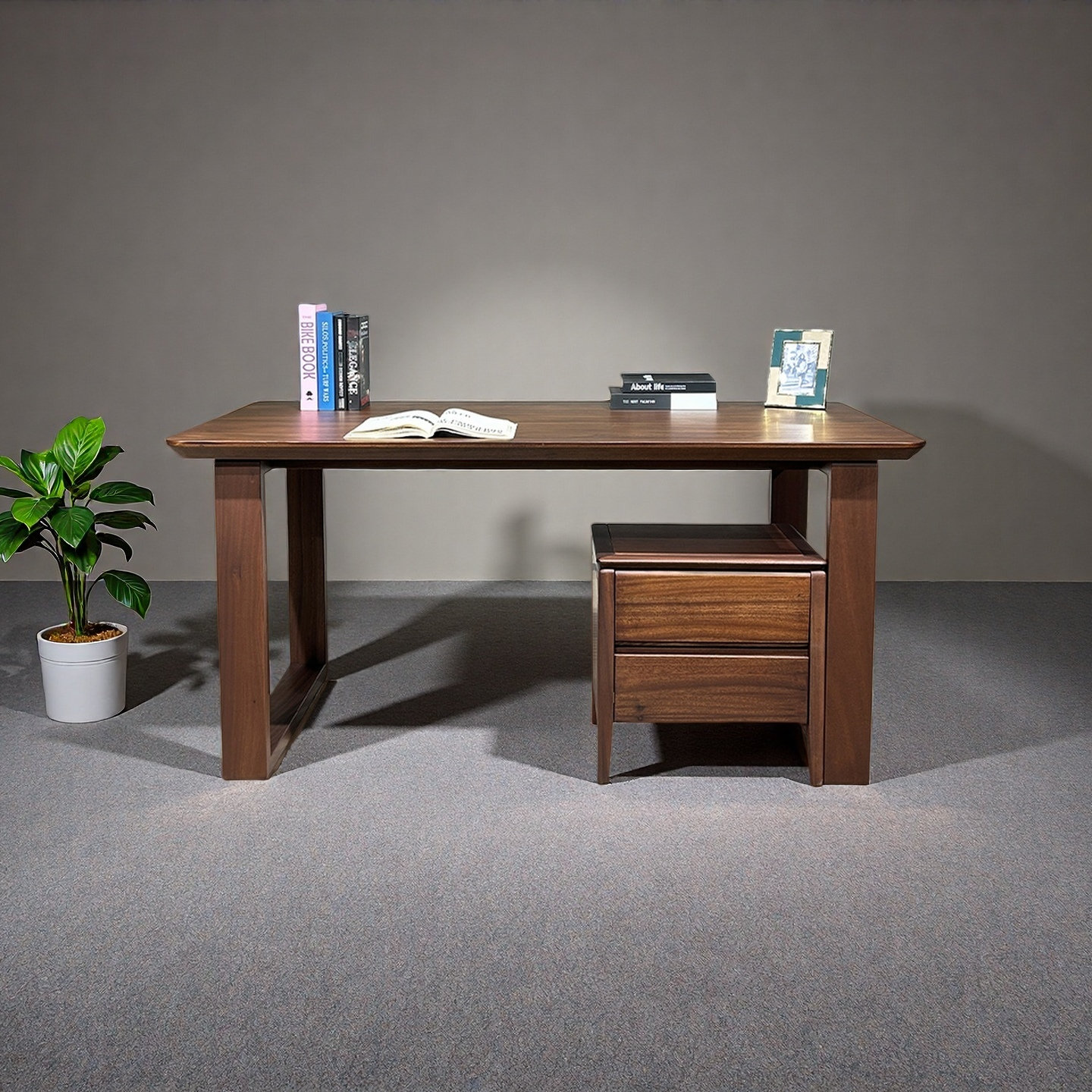 Hokku Designs Solid brown walnut wood desk - Wayfair Canada