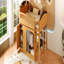 Lit mezzanine double avec armoire de rangement, garde-robe et DEL, couleur bois et espresso-130184495