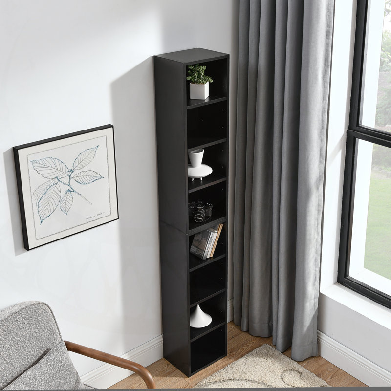 Armoire de rangement réglable à 8 niveaux avec armoire de rangement mince avec panneau de fibres à densité moyenne durable et conception polyvalente pour le bureau à domicile