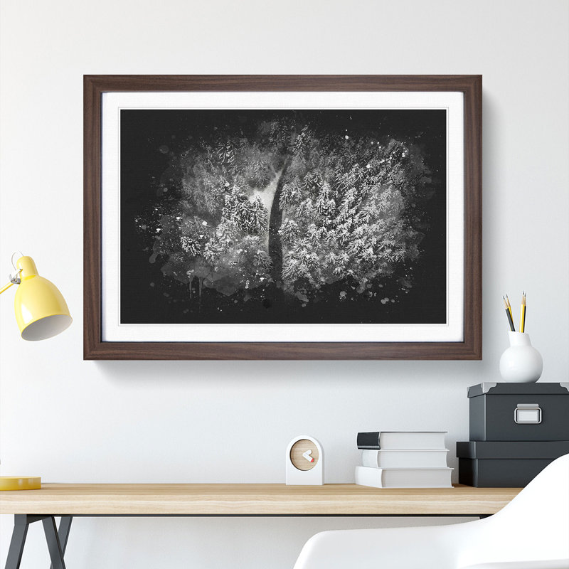 In a Winter Forest - Picture Frame Graphic Art Print, Walnut Framed, 45cm H x 63cm W x 2cm D