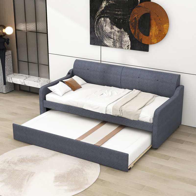 Lit de jour simple avec couchette Chasan, Gris