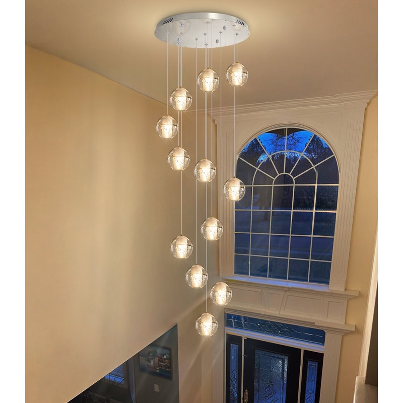 Lustre 12 lumières DEL en cristal moderne doré, Argent