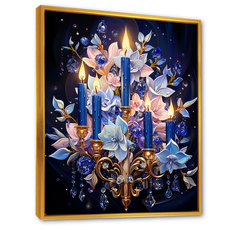 Judaïsme Torah Illumination 2 - Judaïsme, art mural, Cadre flottant doré, H 40 po x l 30 po x P 1,5 po