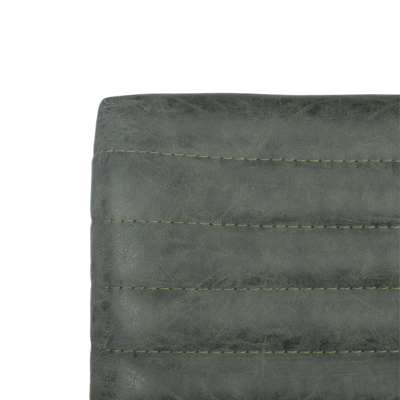 Saddle Upholstered Counter Stool with Metal Frame, Ash Green