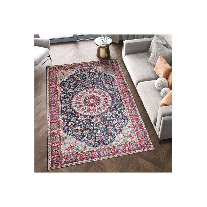 Tapis décoratif lavable à la machine moderne multicolore, Rectangle 3 pi 3 po x 4 pi 11 po