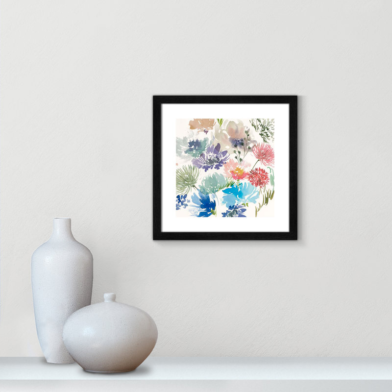 «A Floral Florish II» par Aria K, Grain de bois noir, H 17 po x l 17 po x P 0,75 po