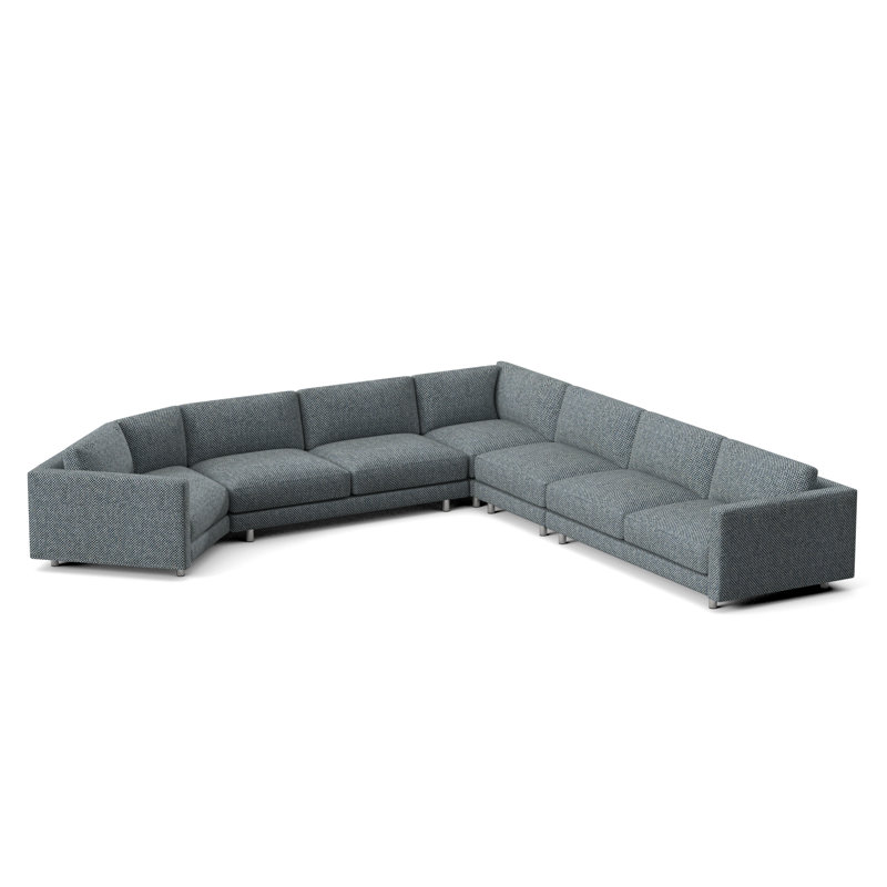 Avanni Patio Sectional with Sunbrella Cushions, Silver, White Slub 6049-000