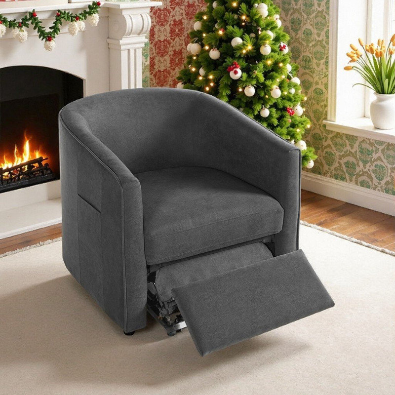 Fauteuil inclinable électrique avec repose-pieds, Gris foncé