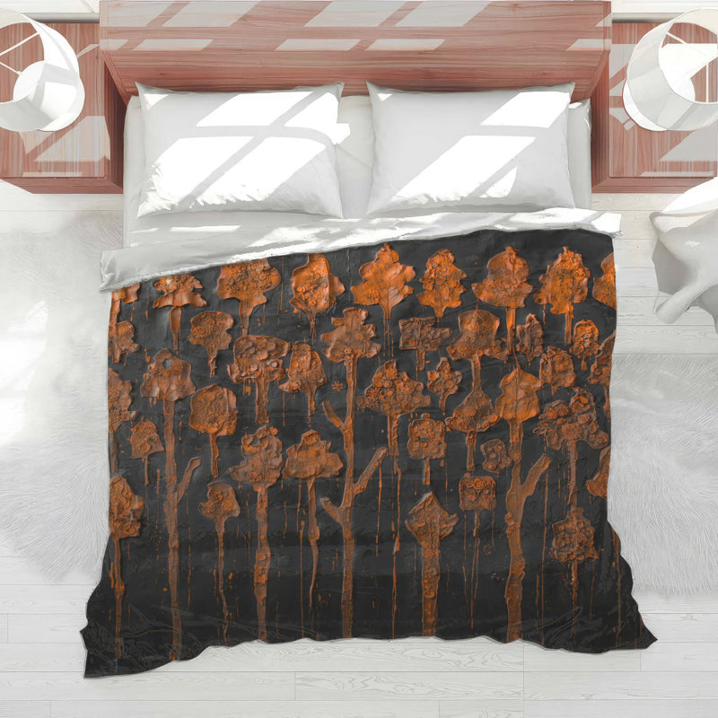 Textured Orange Trees Comforter, Twin Extra Long