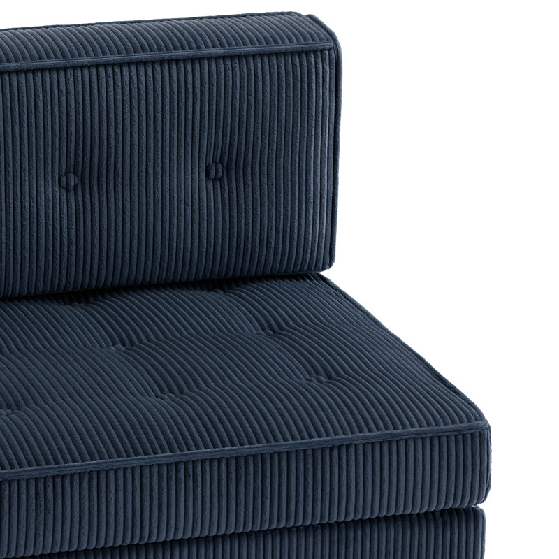 6 Seater Corduroy Sectional, Navy Corduroy
