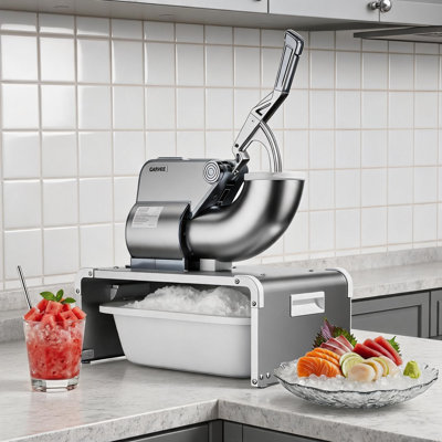 Commercial Ice Crusher 750LBS/H, 350W 2000RPM Electric Snow Cone Machine with 4 Stainless Steel Blades, Heavy Duty Shaved Ice Maker