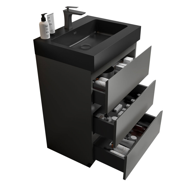 24'' Single Bathroom Vanity with Plastic Top