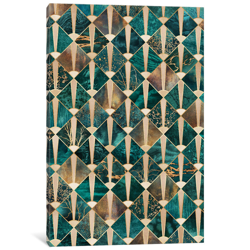«Art Deco Tiles I» par Elisabeth Fredriksson - impression sur toile tendue, H 18 po x l 12 po x p 1,5 po, Toile tendue