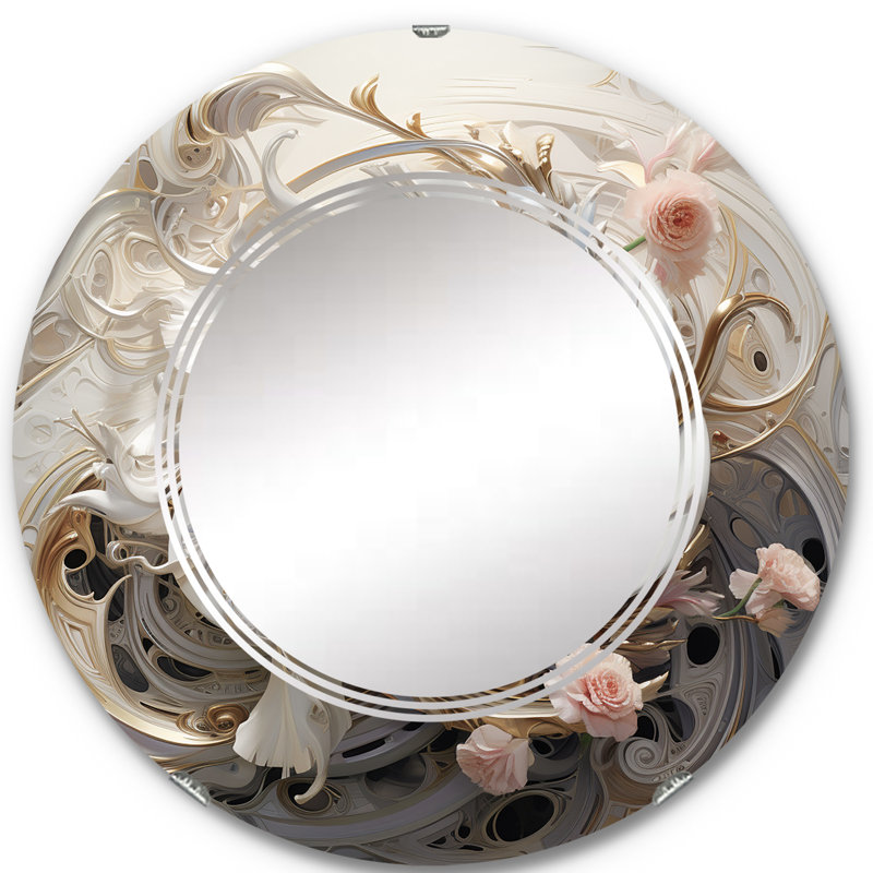 Gerlikka - Miroir mural rond moderne, 24 po x 24 po