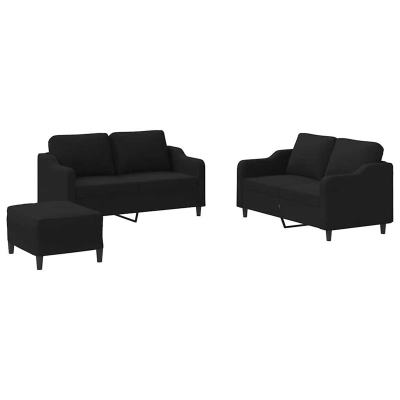 Ensemble de canapé Vidaxl en tissu noir (100% polyester), métal, textilène, contreplaqué