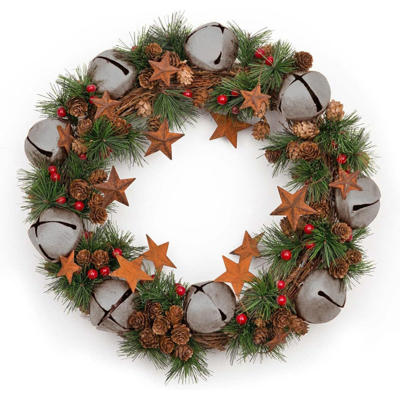 Faux PVC Christmas Wreath, 15.74cm H x 15.74cm W x 10cm D