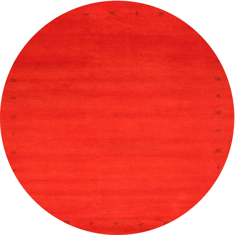 Tapis de zone orange contemporaine, Rond 6 pi
