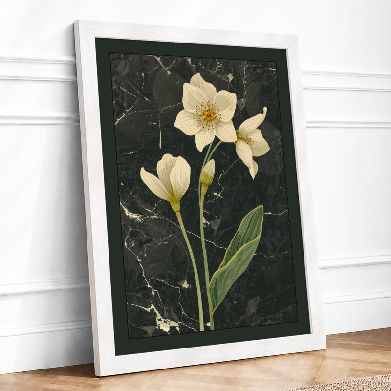 Daffodils on Stone Botanical - Framed Print, A1 - 84.1 x 59.4 cm, White