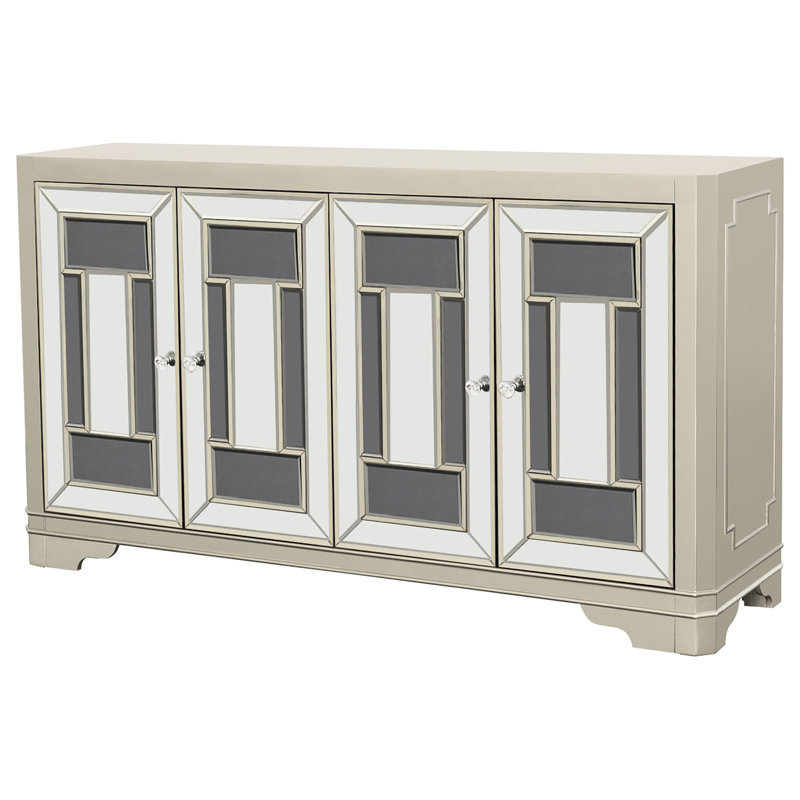 Armoire d'appoint 4 portes fumée et champagne
