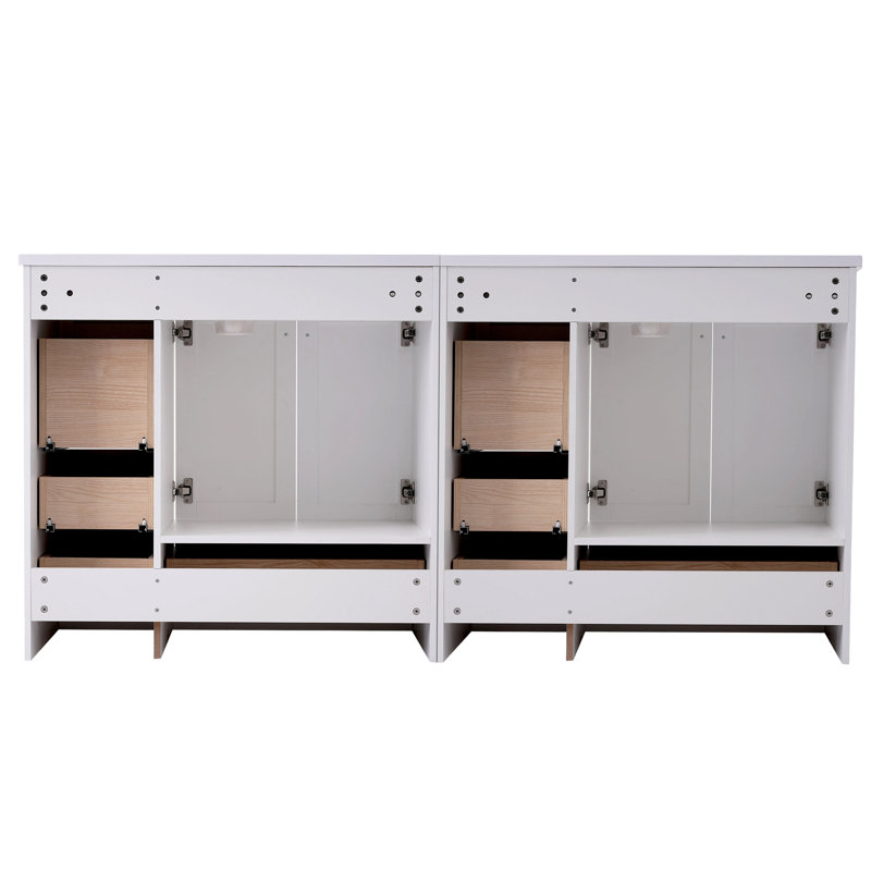 Meuble-lavabo moderne de 72 po avec lavabo en résine et rangement Shaker