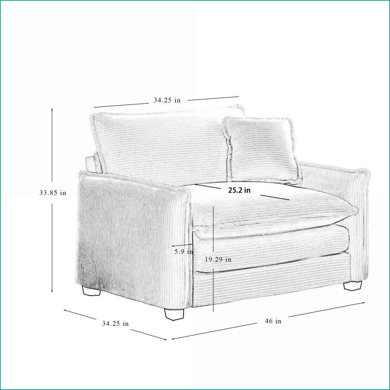 Canapé modulaire surdimensionné à assise profonde 3 pièces pour salon | Beige | Velours côtelé