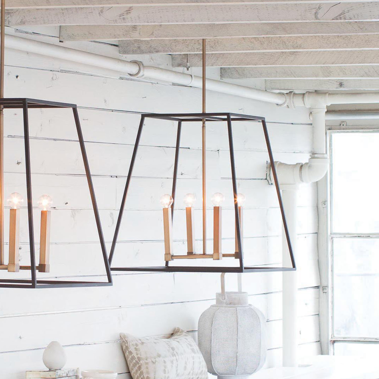 Cortia 4-Light Lantern Geometric Pendant, 24.5" H x 22" W x 22" D