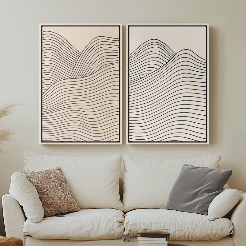 Art mural encadré sur toile, rétro muraux abstraits pour chambre à coucher, H 24 po x l 16 po, Blanc