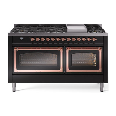ILVE Nostalgie II Noblesse 60 in Dual Fuel Range, 9 Burner, Griddle