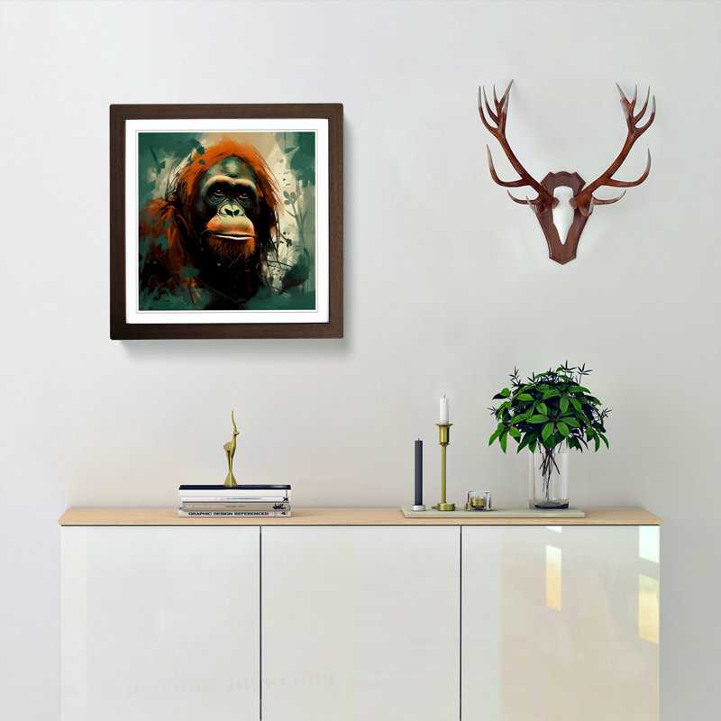 Orangutan Conceptual Art - Framed Print, Walnut