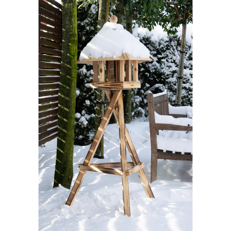 Wood Pole Decorative Bird Feeder