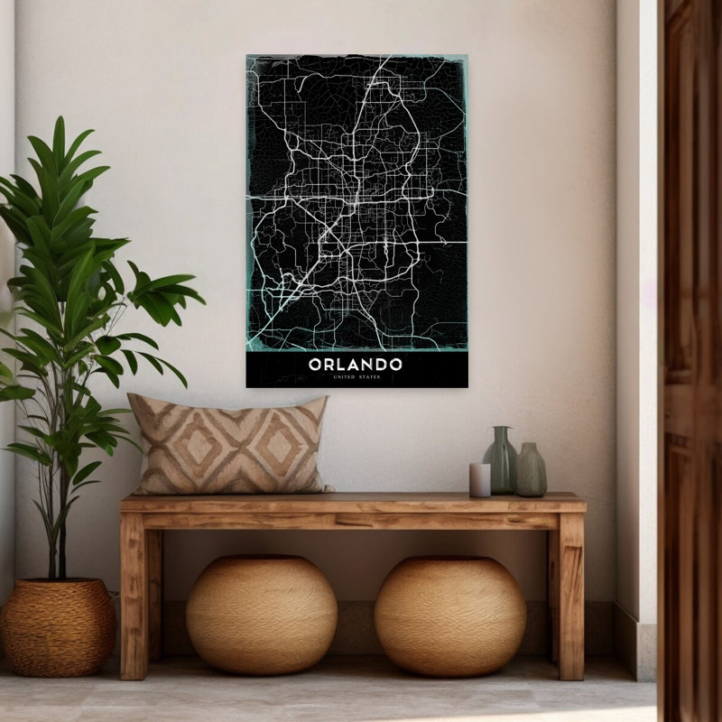 " Orlando Urban Grid Map Modern Vintage Contemporary Architecture City Wall Art Print " by StudioSix, H 48 po x l 32 po