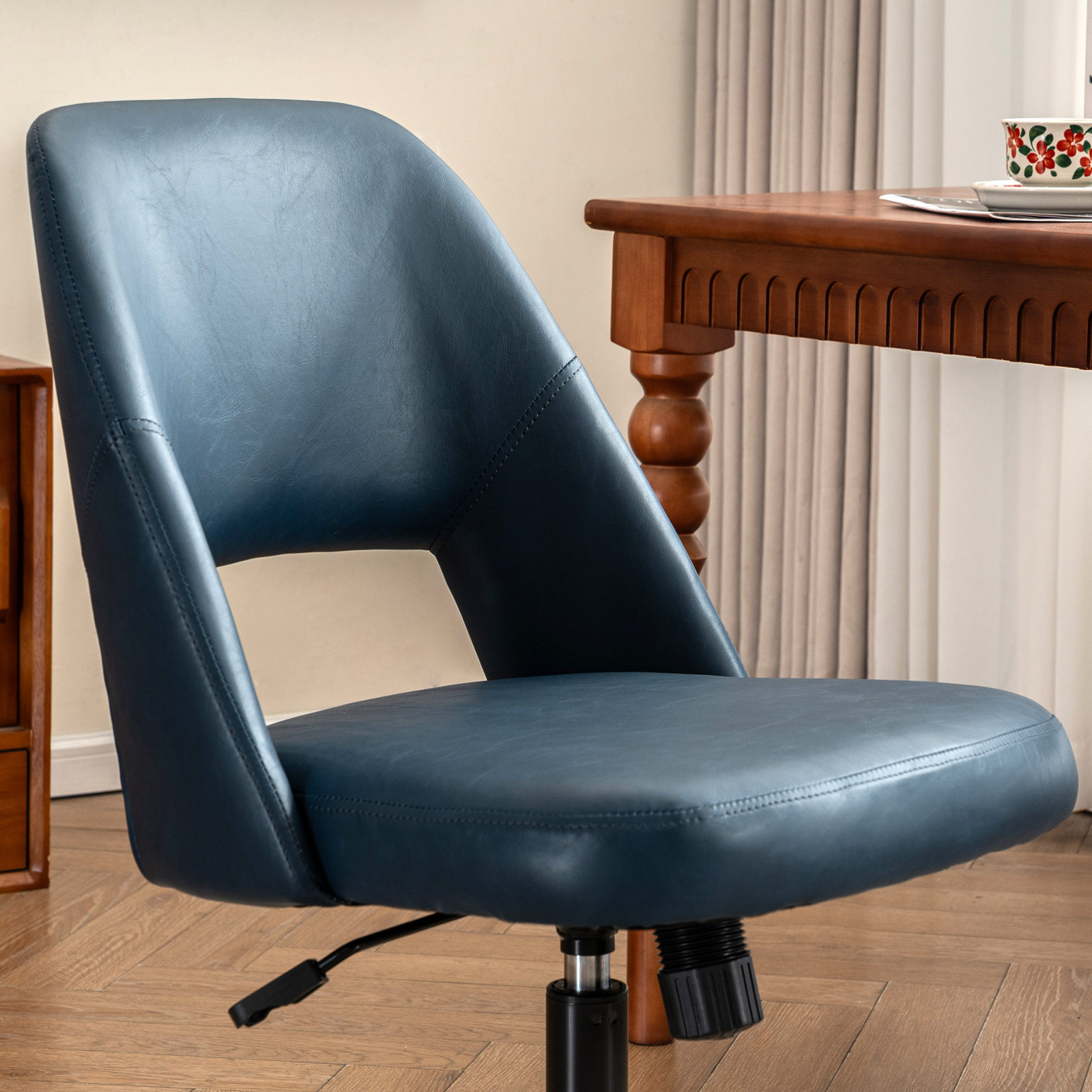 Gramercy Office Chair with Lumbar Support, Navy Faux Leather