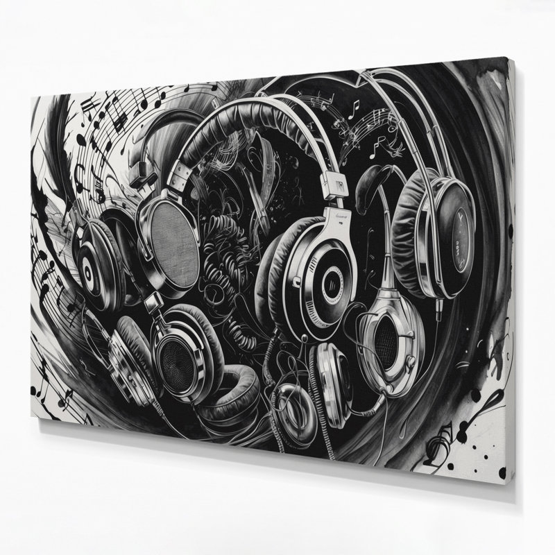 Art musical sur toile gris, H 12 po x l 18 po