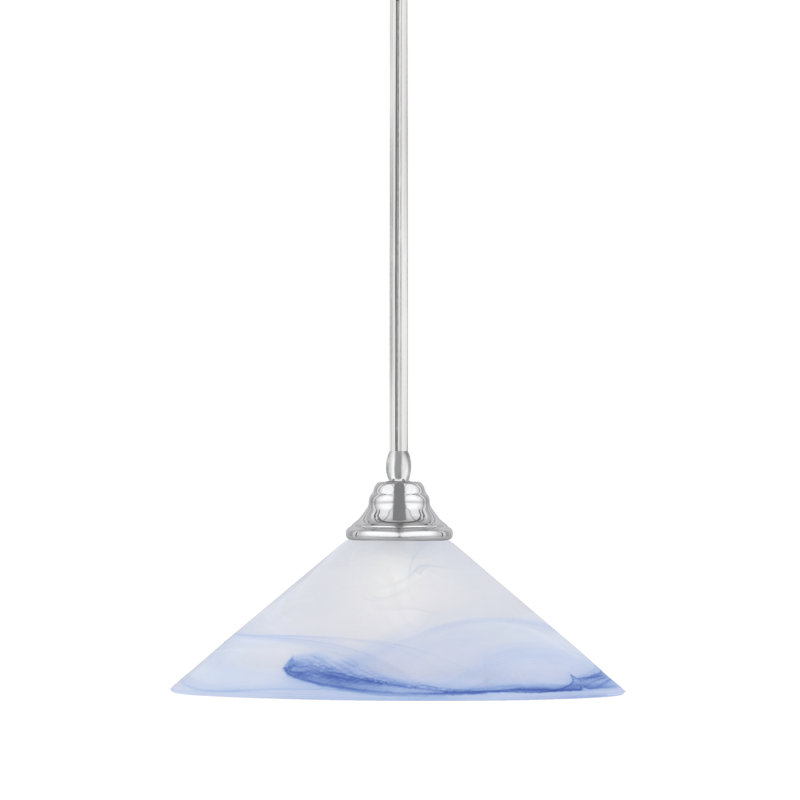 Luminaire suspendu à n'importe quelle tige, Bleu, Chrome, H 9 po x l 16 po x P 16 po