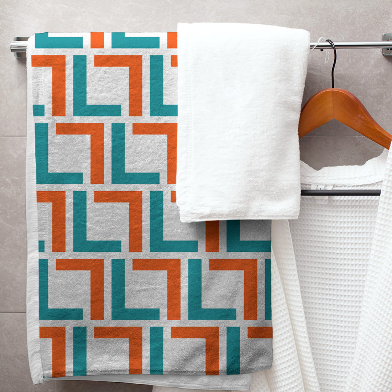 Bath Towel, White/Orange/Aqua