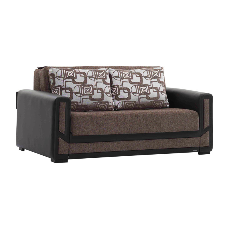Causeuse convertible rembourrée avec rangement, causeuse en chenille pour chambre à coucher, Brun