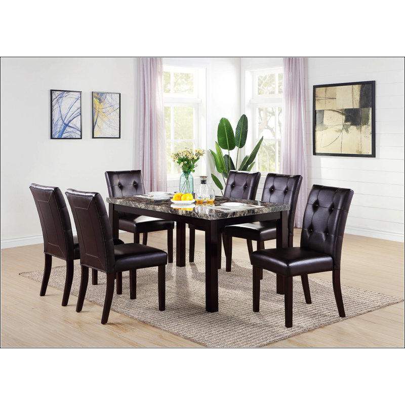 Leroux Upholstered Dining Chairs With Button Tufted