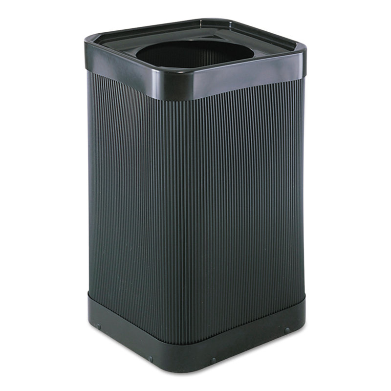 Black 38 Gallon Plastic Commercial Trash Receptacle