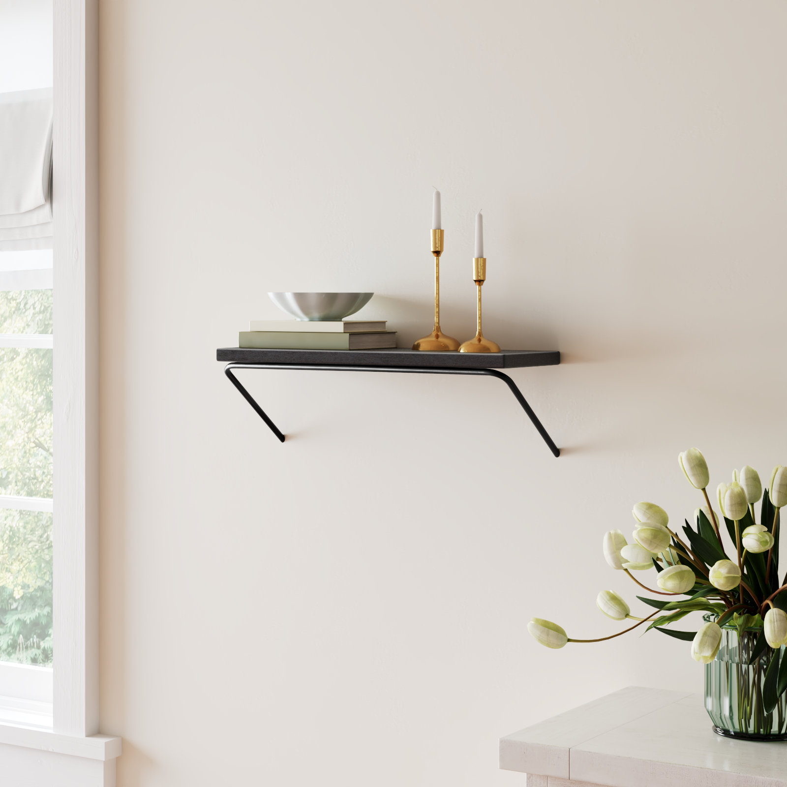 Dryden Wall Mounted Shelves, 7.5'' H X 24'' W X 8'' D, Black