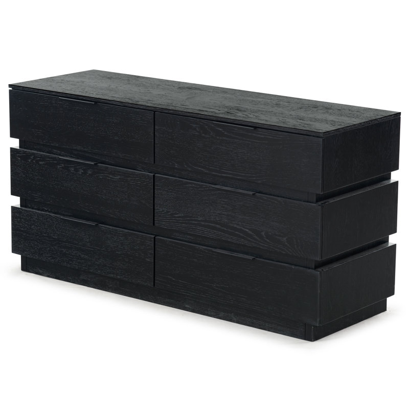 Hubbard 6 Drawer Stacked Dresser, Black