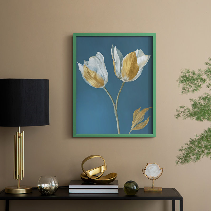 FLORAL Series CXL - reproduction encadrée de qualité supérieure - prête à être accrochée - aucun clou requis, Vert