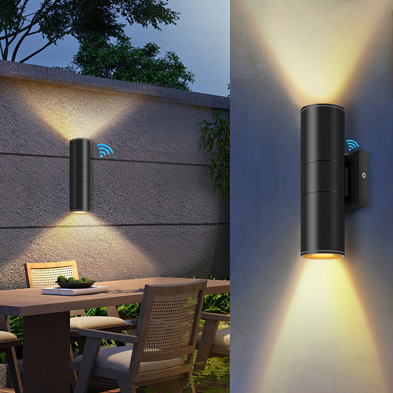 Outdoor Dusk-To-Dawn Sensor Wall Lights - IP65 Waterproof Aluminum Design, Matte Black, 2 Lights